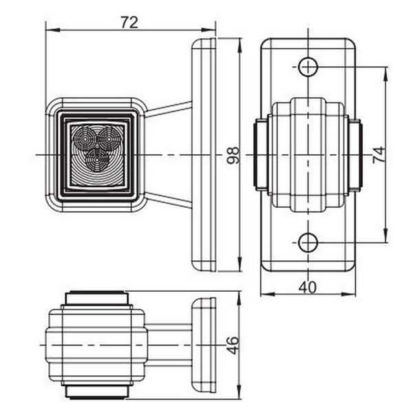 Cuerno LED cuadrado LD 450 corto y recto, 12/24V homologado R1 y A IP68