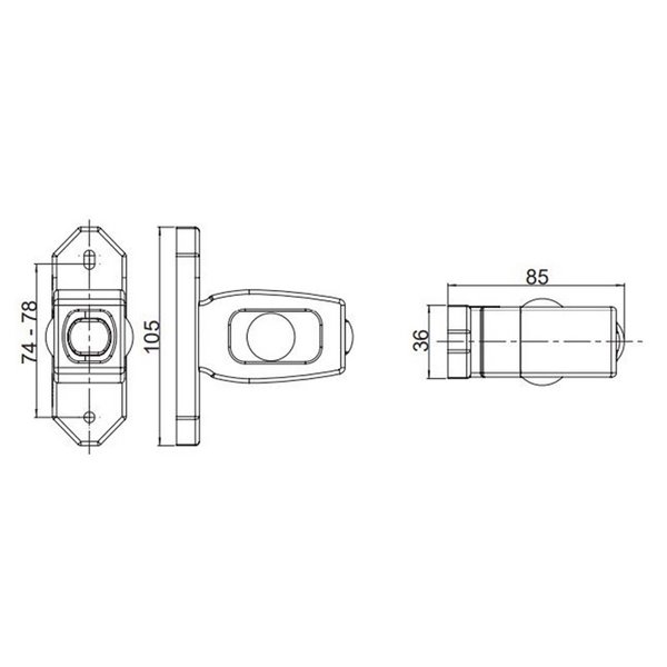 Sirene LED com 3 funções, braço curto, 12/24V, homologada R1, SM1 e IP68.