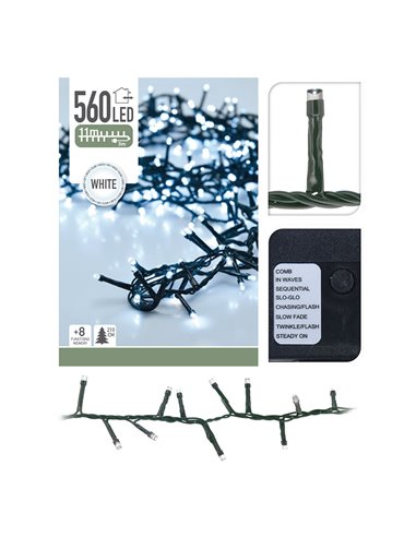 Guirnalda navideña multifunción "tipo espino" 560 LED luz fría - 1100CM