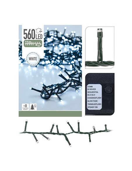 Guirnalda navideña multifunción "tipo espino" 560 LED luz fría - 1100CM