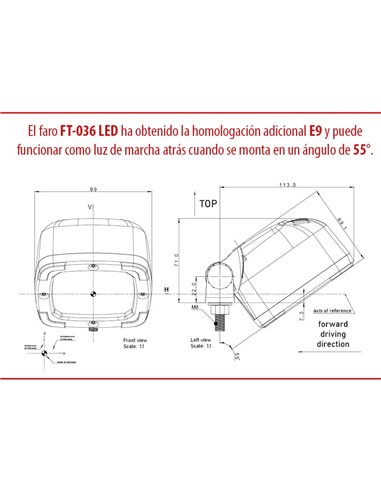 Faro LED de trabajo FT-036 15W 1800Lm 6000K, 12–36V, IP68 ADR, EMC R10