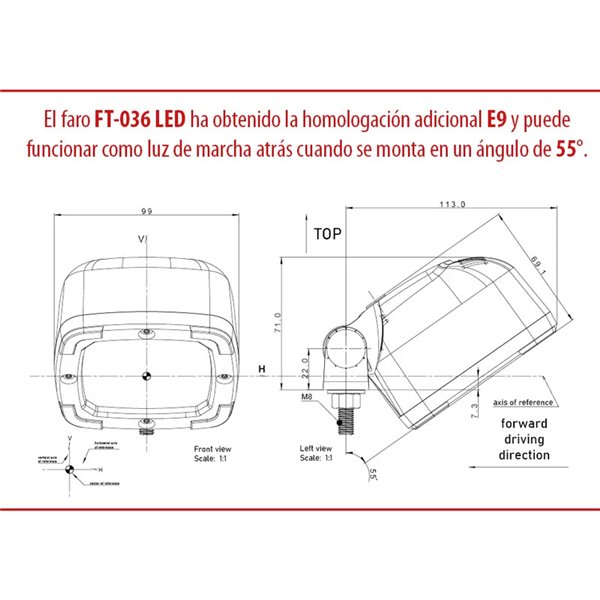 Faro LED de trabajo FT-036 15W 1800Lm 6000K, 12–36V, IP68 ADR, EMC R10