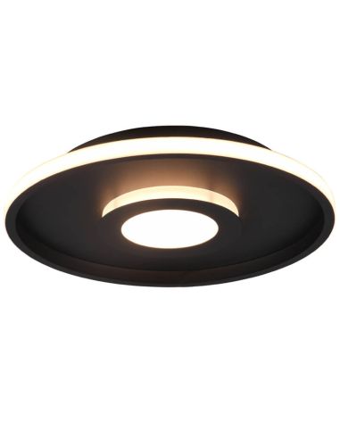 Plafón de techo LED Ascari para baño negro mate 35 W 4100 lm 3000 K IP44 regulable por interruptor Ø 40Cm