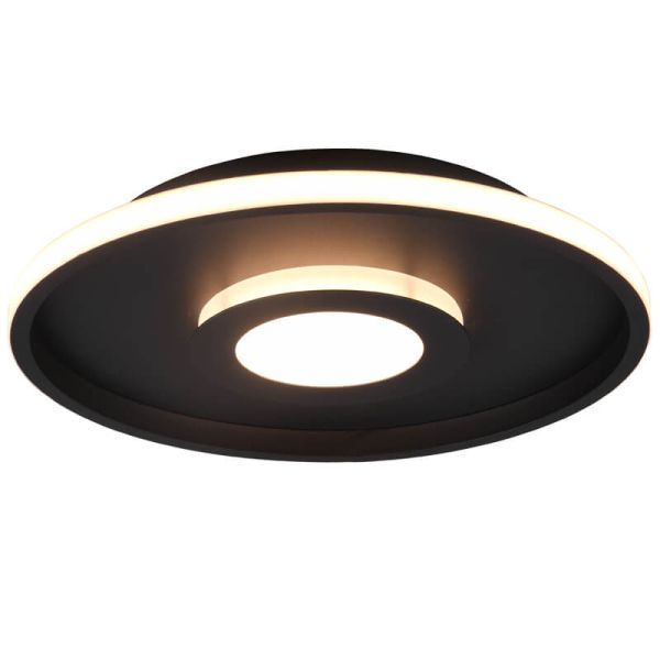 Plafón de techo LED Ascari para baño negro mate 35 W 4100 lm 3000 K IP44 regulable por interruptor Ø 40Cm