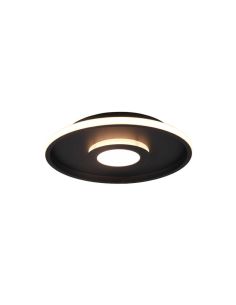 Plafonnier LED Ascari, noir mat, 28 W, 3 200 lm, 3 000 K, IP44, dimmable par interrupteur, Ø 30 cm