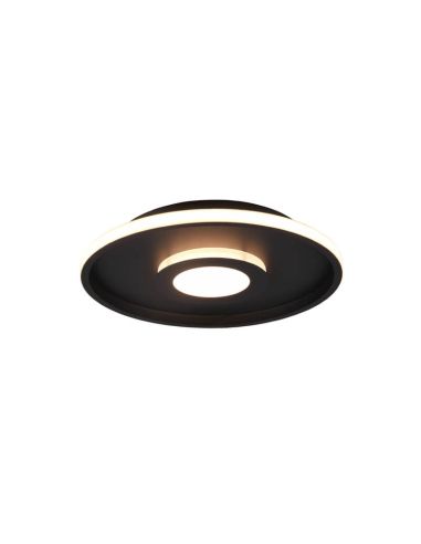 Plafón de techo LED Ascari negro mate 28 W 3200 lm 3000 K IP44 regulable por interruptor Ø 30Cm