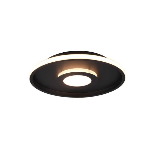 Luminária de teto LED Ascari, preto fosco, 28W, 3200lm, 3000K, IP44, dimerizável por interruptor, Ø 30cm