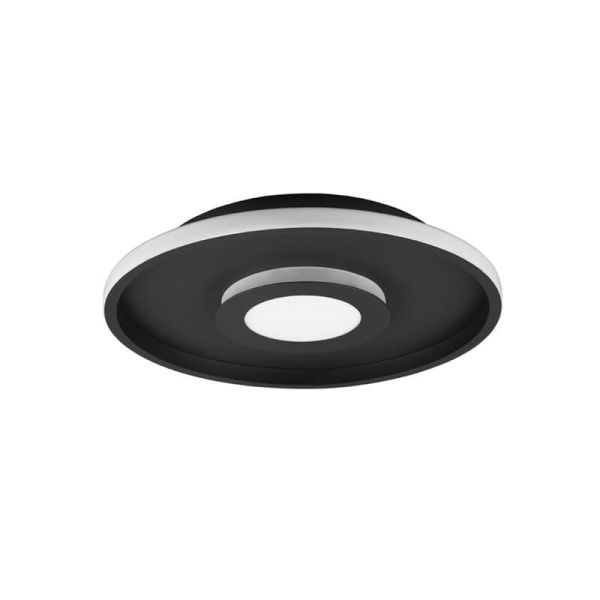Plafonnier LED Ascari, noir mat, 28 W, 3 200 lm, 3 000 K, IP44, dimmable par interrupteur, Ø 30 cm