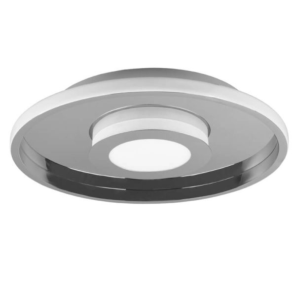 Luminária de teto LED Ascari com design moderno para banheiro, cromada, 35W, luz quente 3000K, IP44, dimerizável.