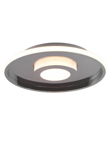 Plafón LED para baño moderno de diseño Ascari cromo 35 W, luz cálida 3000 K, IP44, regulable