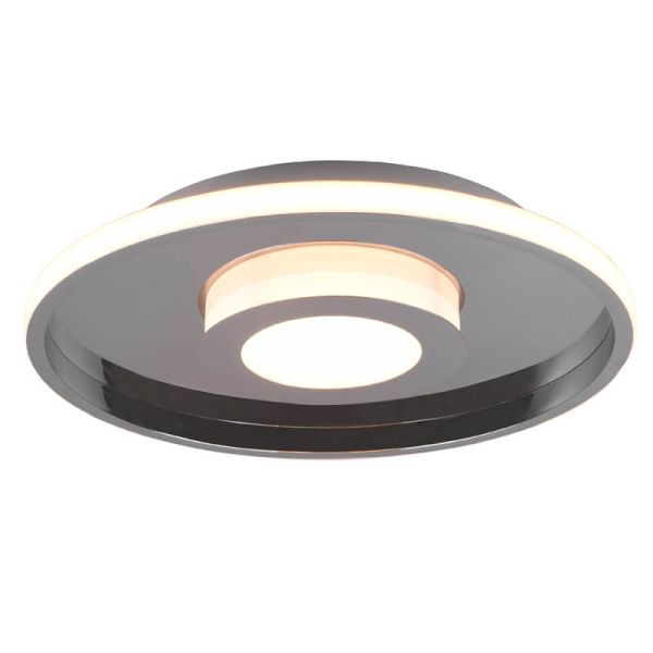 Plafón LED para baño moderno de diseño Ascari cromo 35 W, luz cálida 3000 K, IP44, regulable