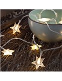 Guirlande d'étoiles LED blanc froid à piles, 10 étoiles - 30 cm