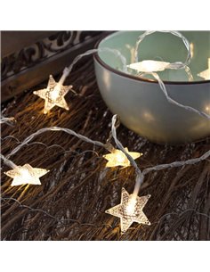 Guirlanda de estrelas LED brancas frias, alimentada por bateria, com 10 estrelas - 30 cm