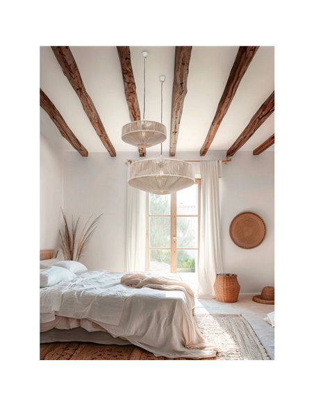 Luminária de teto SVEA estilo boho, Ø46cm (lâmpada não incluída: 1x E27, máx. 10W), IP20, bege.