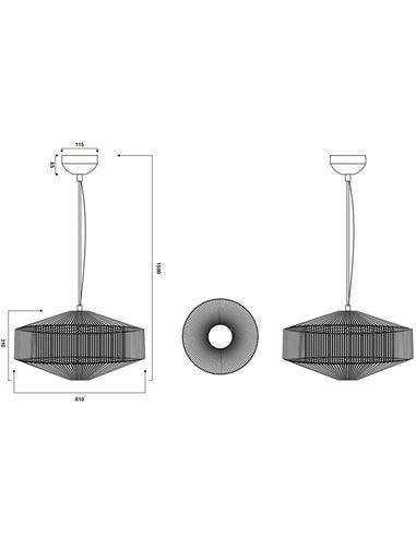 Luminária pendente SVEA estilo boho, Ø61cm (lâmpada não incluída: 1x E27, máx. 10W), IP20, bege.