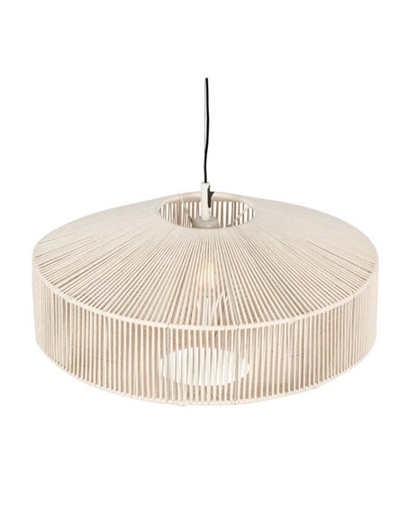 Luminária pendente SVEA estilo boho, Ø61cm (lâmpada não incluída: 1x E27, máx. 10W), IP20, bege.