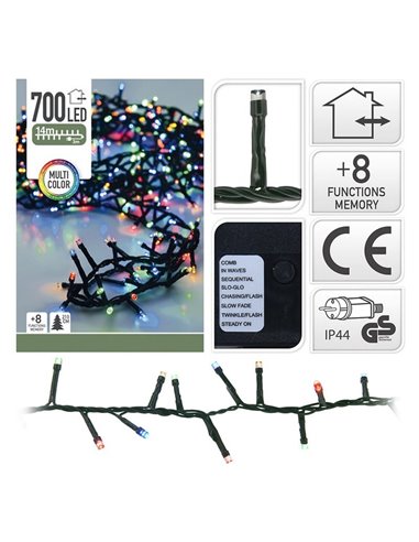 Guirnalda LED multicolor exterior 700 LEDS, tipo espino, 17m