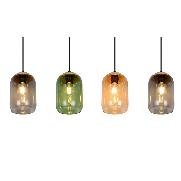 Luminária de teto em cortiça com 4 cúpulas fumê (lâmpadas não incluídas, 4 x E27 máx. 10W IP20)