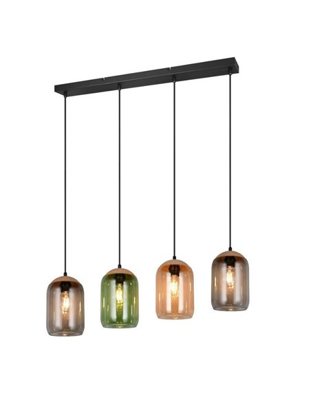 Luminária de teto em cortiça com 4 cúpulas fumê (lâmpadas não incluídas, 4 x E27 máx. 10W IP20)