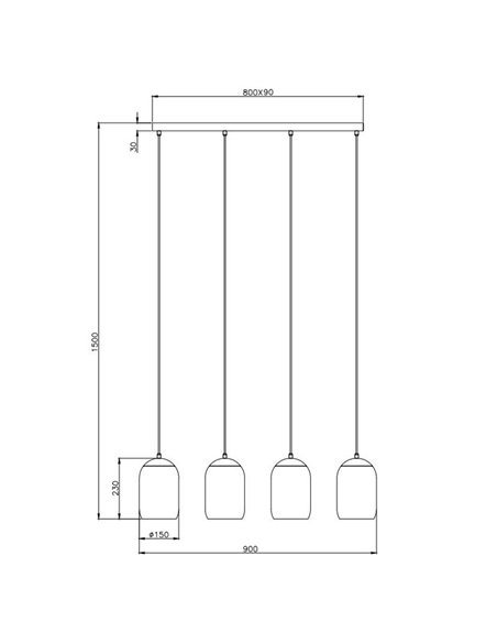 Lámpara de techo 4 tulipas ahumadas CORK bombillas excl. 4x E27 max. 10W IP20