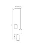 Suspension CORK avec plafonnier, abat-jour fumés, ampoules non incluses (3 x E27, 10 W max., IP20).
