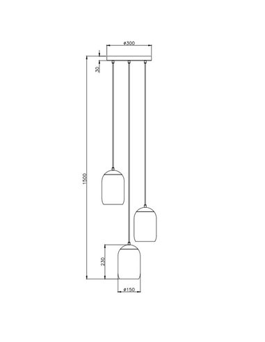 Lámpara colgante con plafón CORK, pantallas ahumadas, bombillas excl. 3x E27 max. 10W IP20