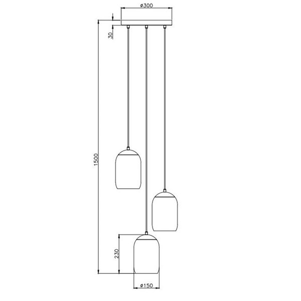 Suspension CORK avec plafonnier, abat-jour fumés, ampoules non incluses (3 x E27, 10 W max., IP20).