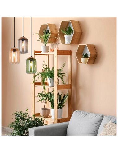 Luminária pendente CORK com luz de teto, cúpulas fumê, lâmpadas não incluídas. 3x E27 máx. 10W IP20