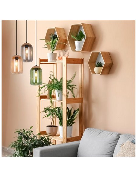 Luminária pendente CORK com luz de teto, cúpulas fumê, lâmpadas não incluídas. 3x E27 máx. 10W IP20