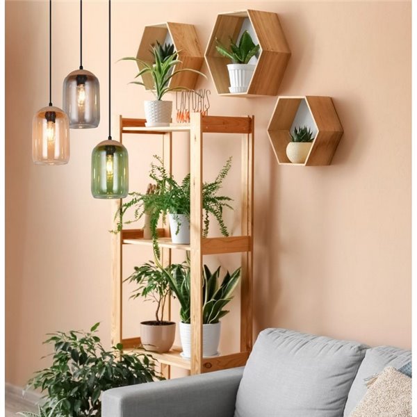 Luminária pendente CORK com luz de teto, cúpulas fumê, lâmpadas não incluídas. 3x E27 máx. 10W IP20