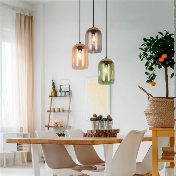 Luminária pendente CORK com luz de teto, cúpulas fumê, lâmpadas não incluídas. 3x E27 máx. 10W IP20