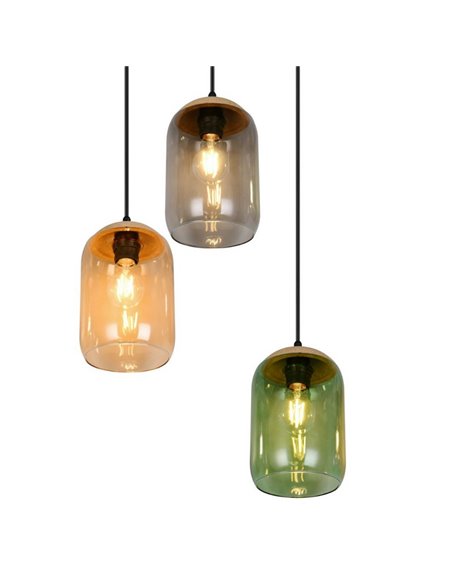 Lámpara colgante con plafón CORK, pantallas ahumadas, bombillas excl. 3x E27 max. 10W IP20