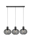 Lámpara de techo 3 pantallas rejilla GILA bombillas excl. 3x E27 max. 10W IP20 Negro