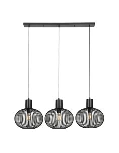 Lámpara de techo 3 pantallas rejilla GILA bombillas excl. 3x E27 max. 10W IP20 Negro