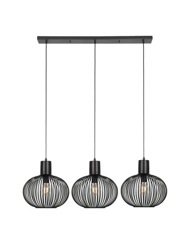 Luminária de teto GILA com 3 cúpulas e grelha, lâmpadas não incluídas (3 x E27 máx. 10W), IP20, preta.