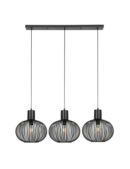 Lámpara de techo 3 pantallas rejilla GILA bombillas excl. 3x E27 max. 10W IP20 Negro