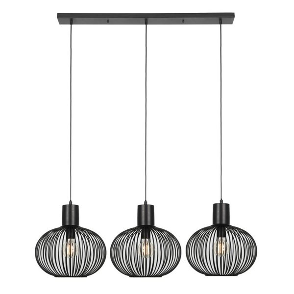 Luminária de teto GILA com 3 cúpulas e grelha, lâmpadas não incluídas (3 x E27 máx. 10W), IP20, preta.