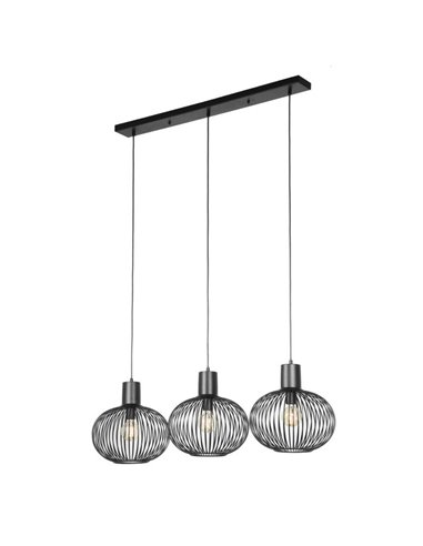 Luminária de teto GILA com 3 cúpulas e grelha, lâmpadas não incluídas (3 x E27 máx. 10W), IP20, preta.