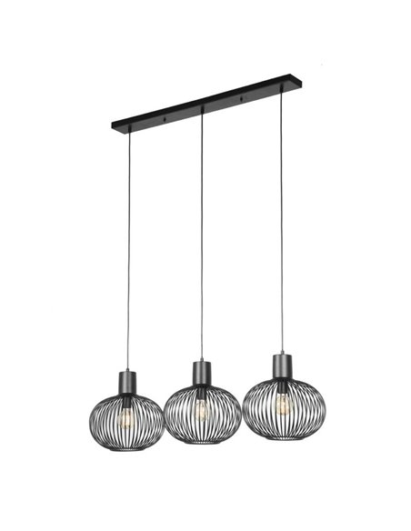 Lámpara de techo 3 pantallas rejilla GILA bombillas excl. 3x E27 max. 10W IP20 Negro