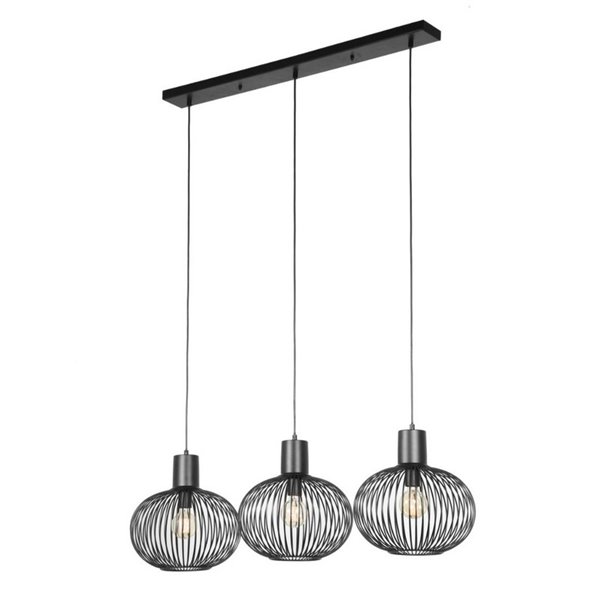 Lámpara de techo 3 pantallas rejilla GILA bombillas excl. 3x E27 max. 10W IP20 Negro