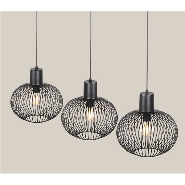 Luminária de teto GILA com 3 cúpulas e grelha, lâmpadas não incluídas (3 x E27 máx. 10W), IP20, preta.