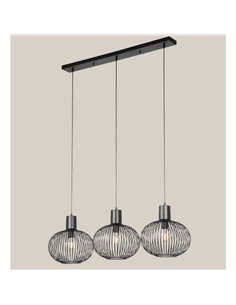 Lámpara de techo 3 pantallas rejilla GILA bombillas excl. 3x E27 max. 10W IP20 Negro 2