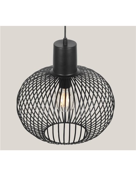 Lámpara colgante con pantalla de rejilla Ø33cm GILA bombilla excl.1x E27 max. 10W IP20 Negro