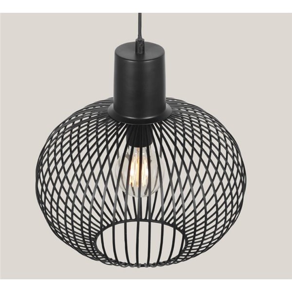 Luminária pendente GILA com cúpula em forma de grade, Ø33cm, lâmpada não incluída. 1x E27, máx. 10W, IP20, preta.