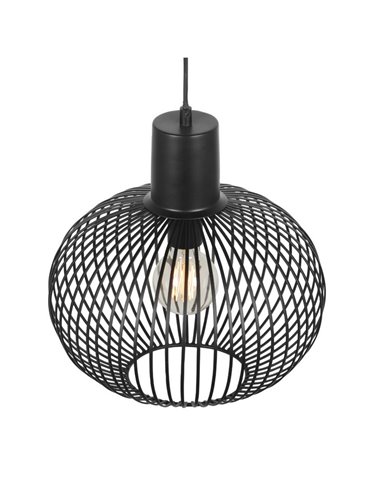 Luminária pendente GILA com cúpula em forma de grade, Ø33cm, lâmpada não incluída. 1x E27, máx. 10W, IP20, preta.