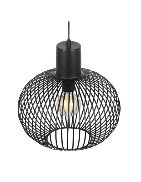 Lámpara colgante con pantalla de rejilla Ø33cm GILA bombilla excl.1x E27 max. 10W IP20 Negro