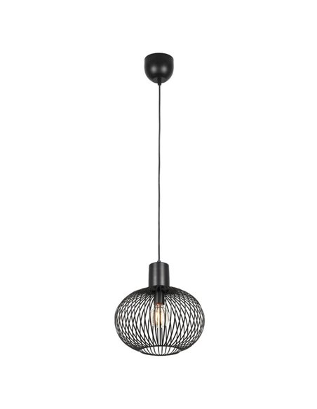 Luminária pendente GILA com cúpula em forma de grade, Ø33cm, lâmpada não incluída. 1x E27, máx. 10W, IP20, preta.