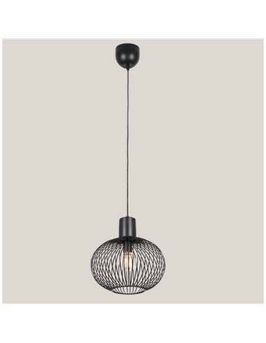 Lámpara colgante con pantalla de rejilla Ø33cm GILA bombilla excl.1x E27 max. 10W IP20 Negro