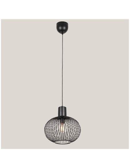 Lámpara colgante con pantalla de rejilla Ø33cm GILA bombilla excl.1x E27 max. 10W IP20 Negro