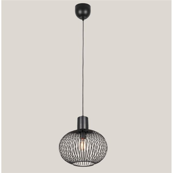 Lámpara colgante con pantalla de rejilla Ø33cm GILA bombilla excl.1x E27 max. 10W IP20 Negro